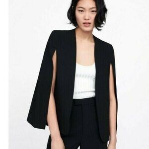 Zara Elegant Black Cape Blazer
